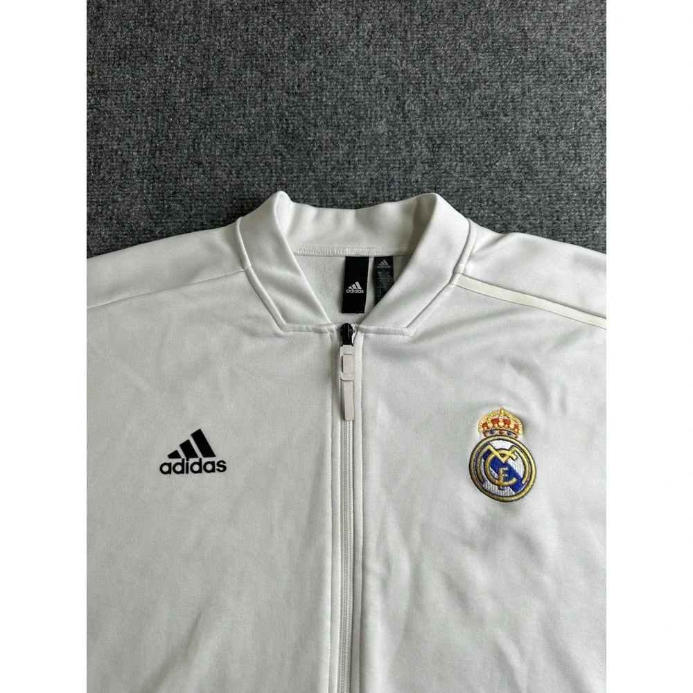 Mens 2018 Adidas Real Madrid Track Jacket White Full Zip, Size L